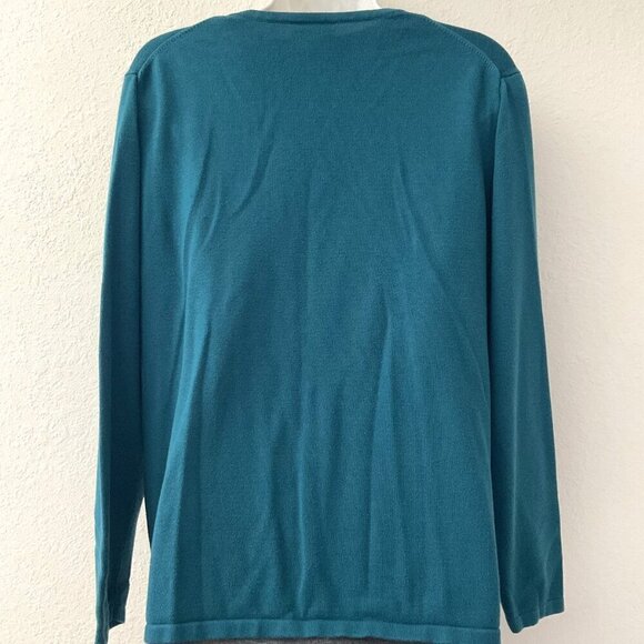 LIZ BAKER TURQUOISE BUTTON DOWN KNIT CARDIGAN - Picture 5 of 9